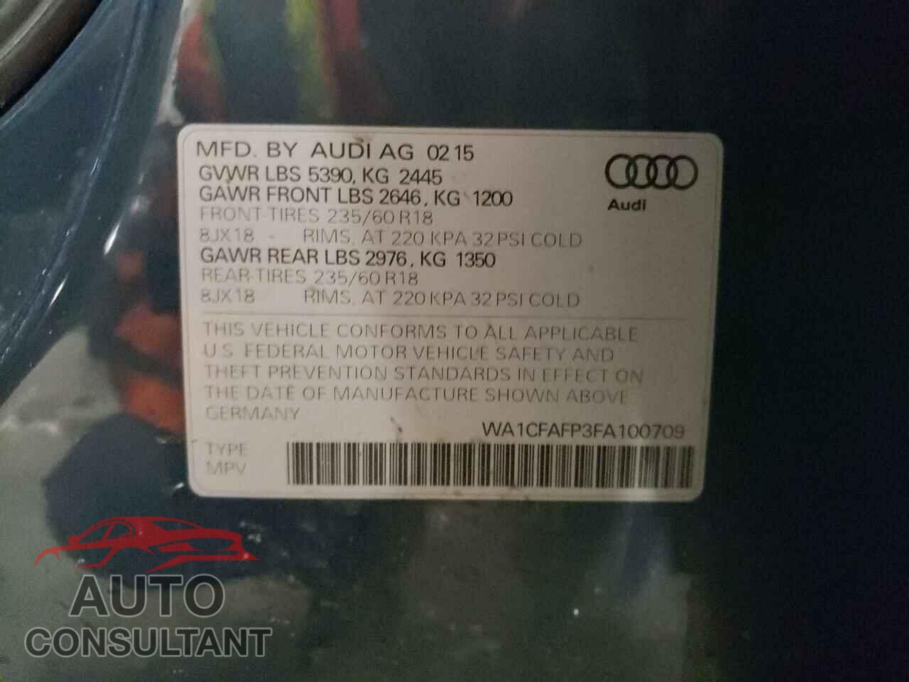 AUDI Q5 2015 - WA1CFAFP3FA100709