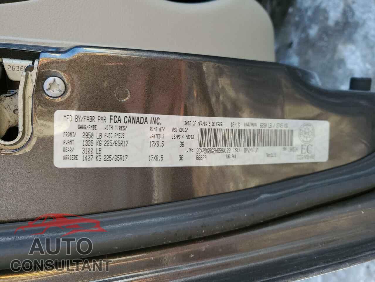 DODGE CARAVAN 2017 - 2C4RDGBG2HR590122