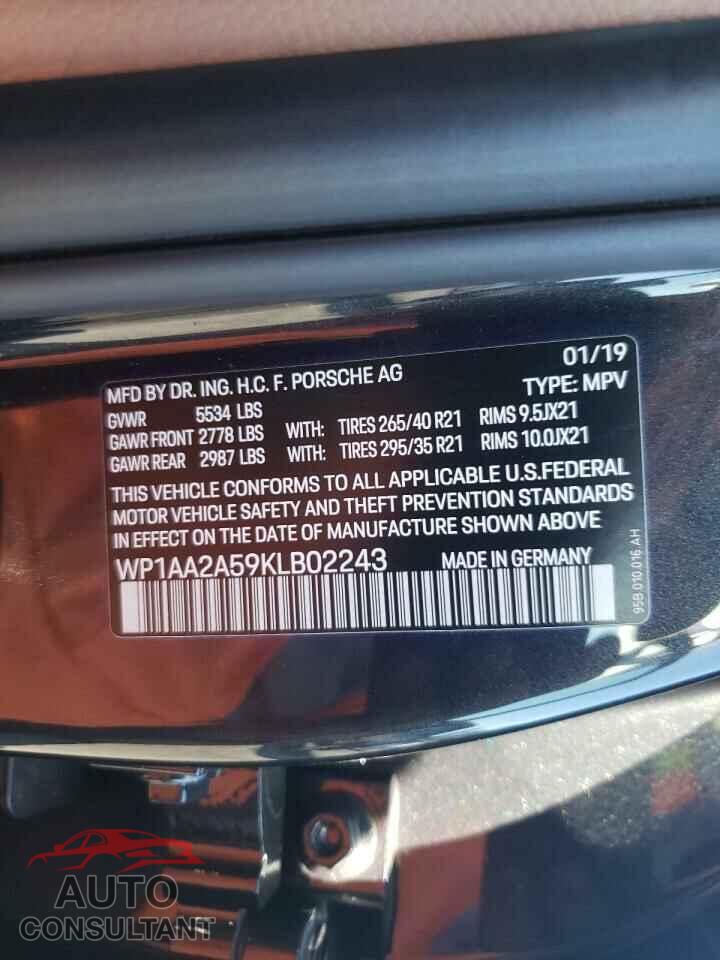 PORSCHE MACAN 2019 - WP1AA2A59KLB02243