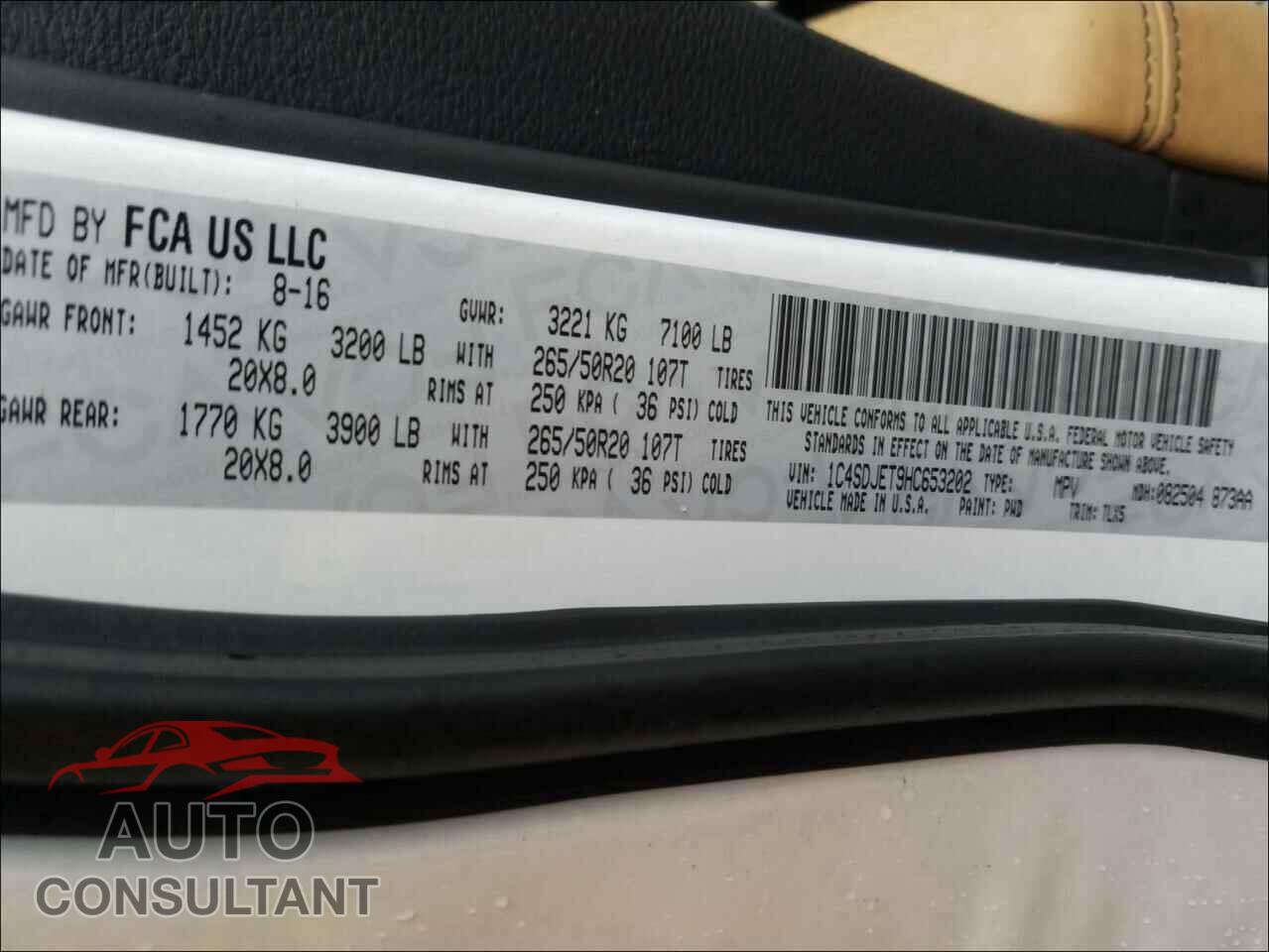 DODGE DURANGO 2017 - 1C4SDJET9HC653202