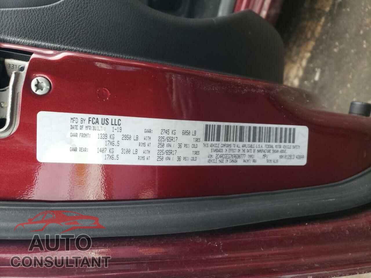 DODGE GRAND CARA 2019 - 2C4RDGEG7KR630777