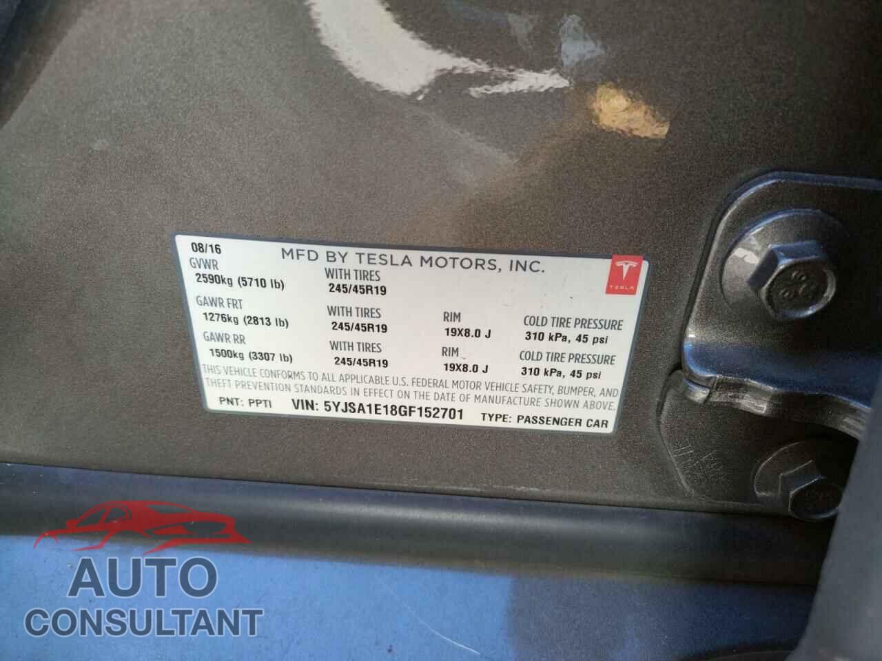 TESLA MODEL S 2016 - 5YJSA1E18GF152701