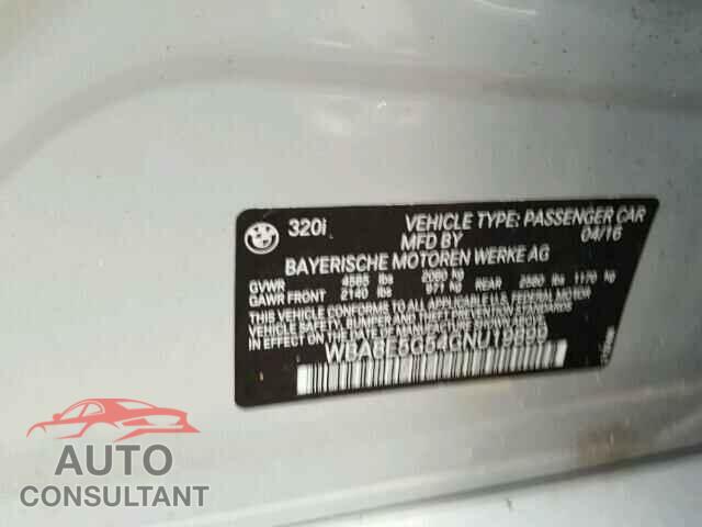BMW 3 SERIES 2016 - WBA8E5G54GNU19899