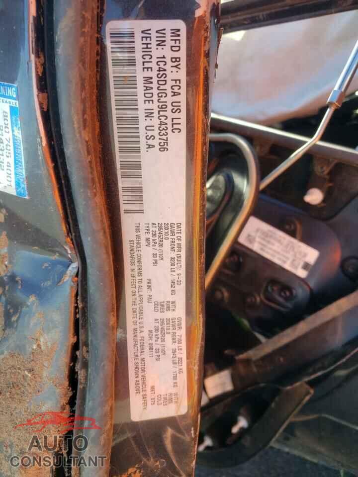 DODGE DURANGO 2020 - 1C4SDJGJ9LC433756