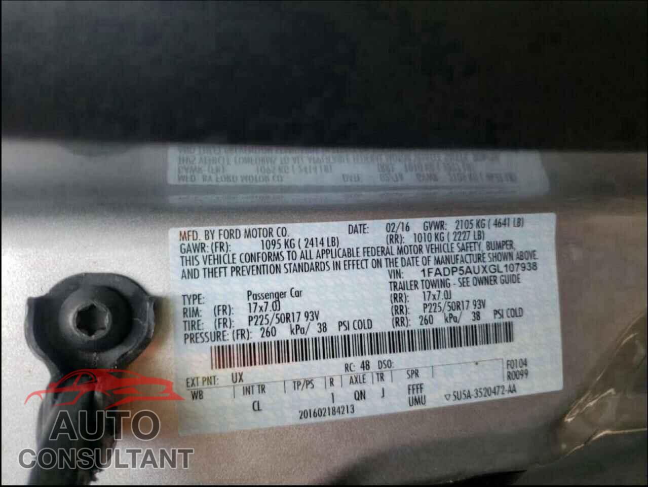 FORD CMAX 2016 - 1FADP5AUXGL107938