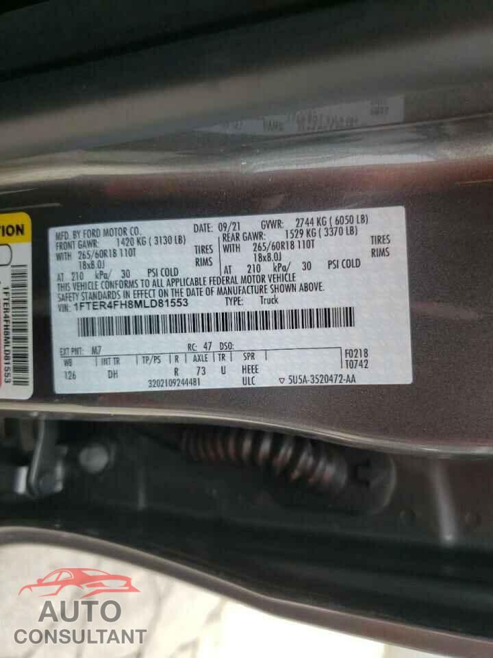FORD RANGER 2021 - 1FTER4FH8MLD81553
