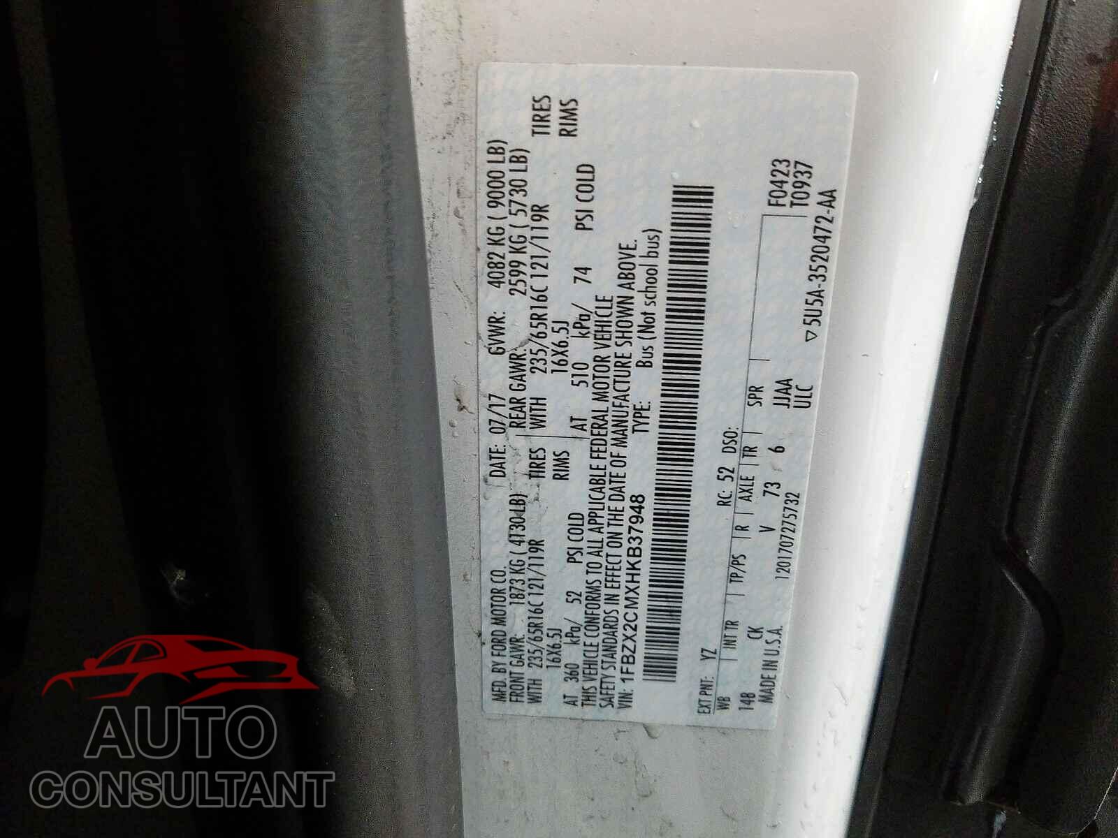 FORD TRANSIT CO 2017 - 5TDDZRBH8MS531402