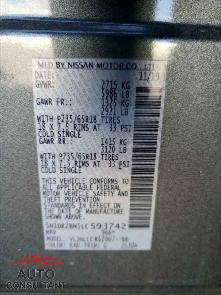 NISSAN PATHFINDER 2020 - 5TDGBRCH5MS517540