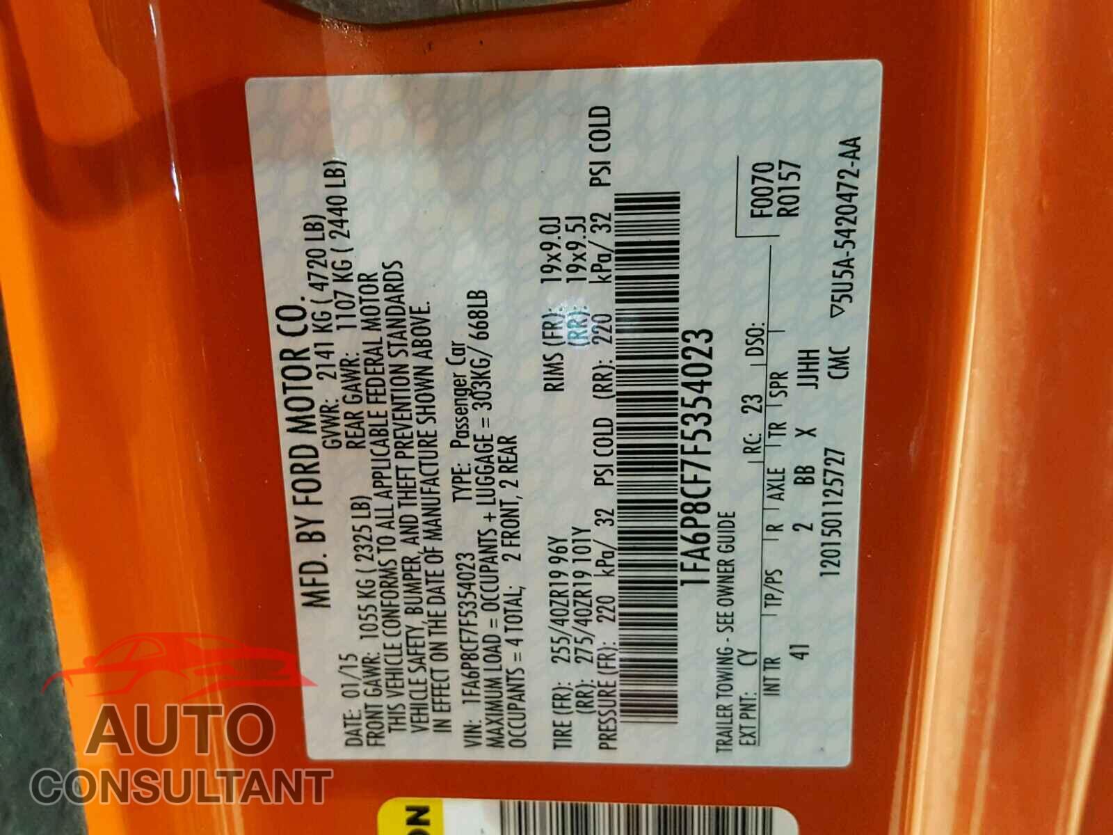 FORD MUSTANG 2015 - 1FA6P8CF7F5354023
