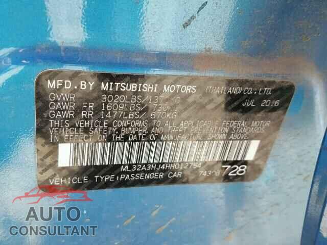 MITSUBISHI MIRAGE 2017 - ML32A3HJ4HH012754