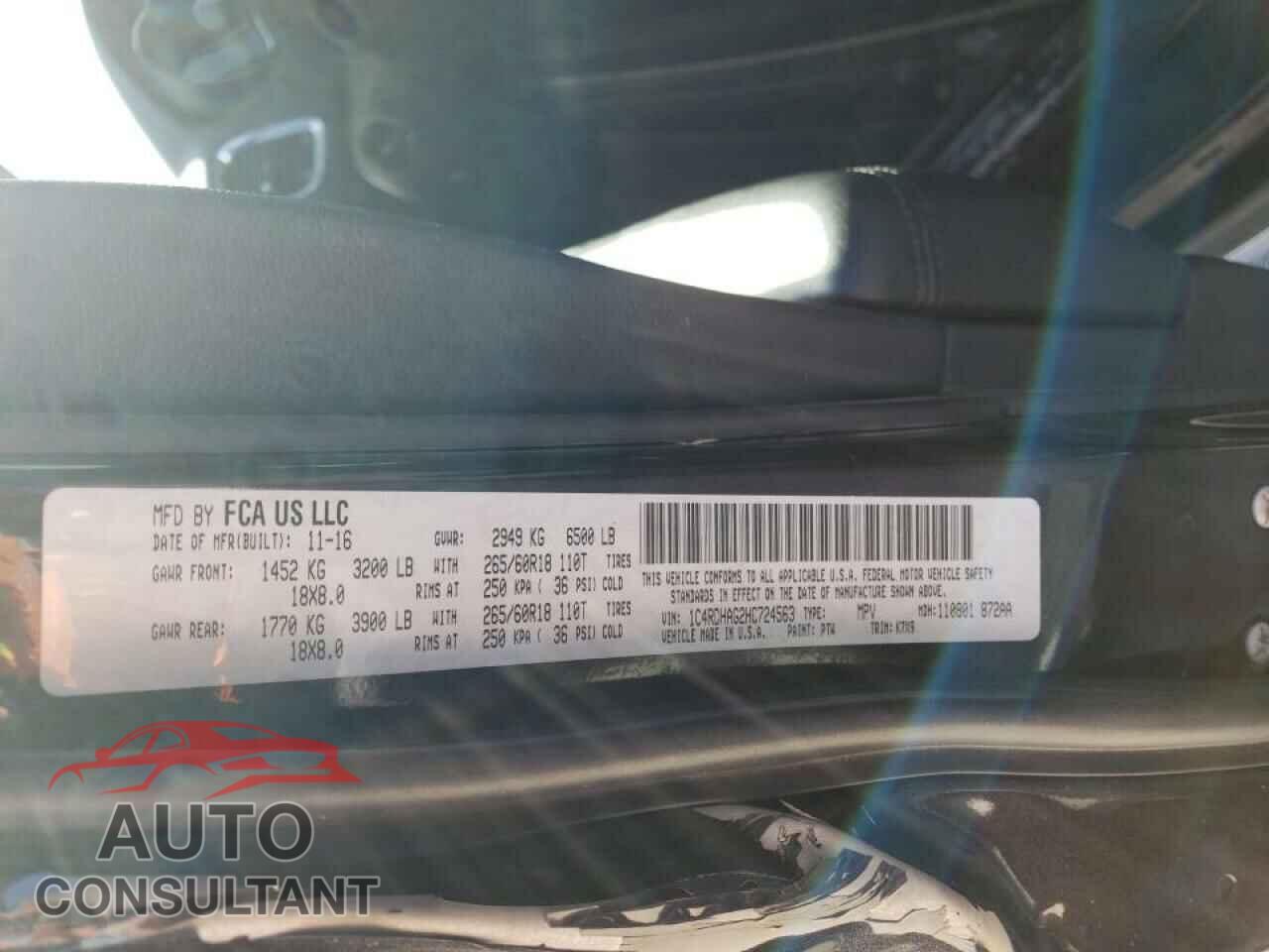 DODGE DURANGO 2017 - 1C4RDHAG2HC724563