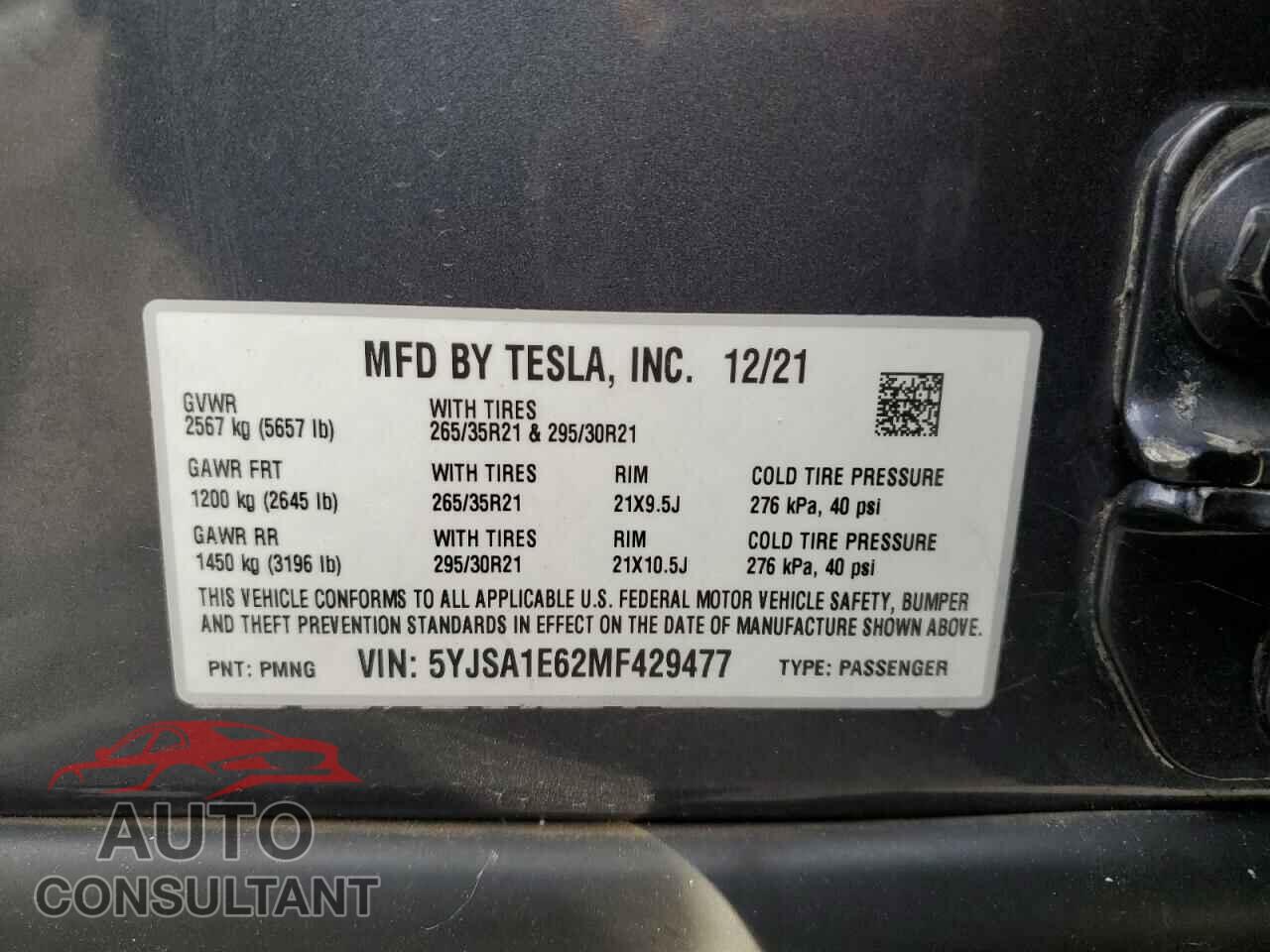 TESLA MODEL S 2021 - 5YJSA1E62MF429477