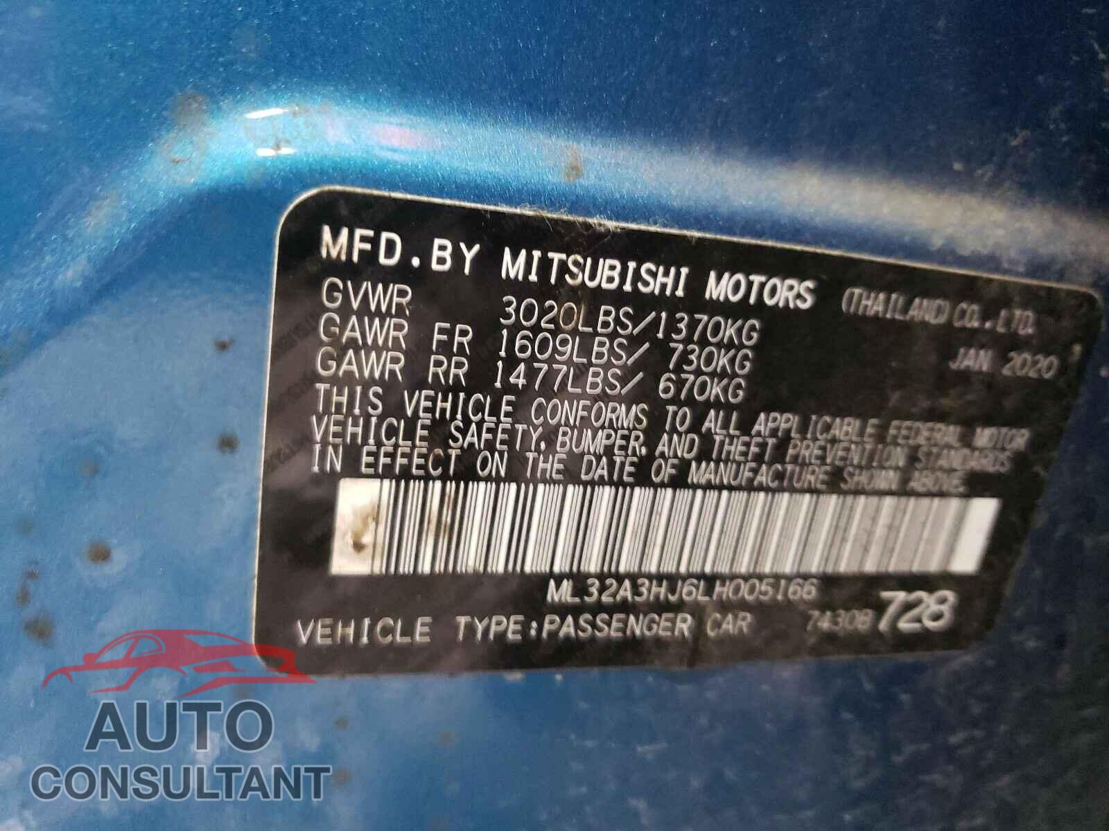 MITSUBISHI MIRAGE 2020 - ML32A3HJ6LH005166