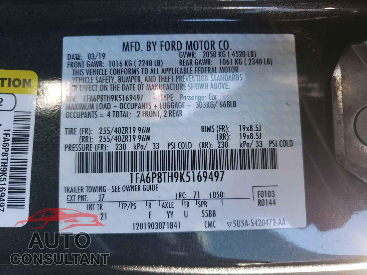 FORD MUSTANG 2019 - 1FA6P8TH9K5169497
