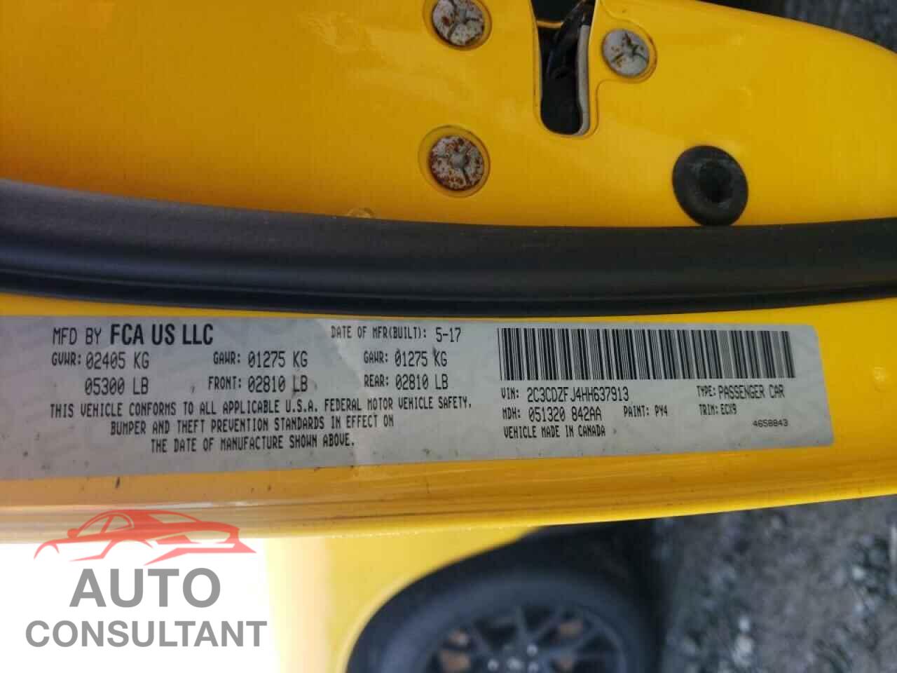 DODGE CHALLENGER 2017 - 2C3CDZFJ4HH637913
