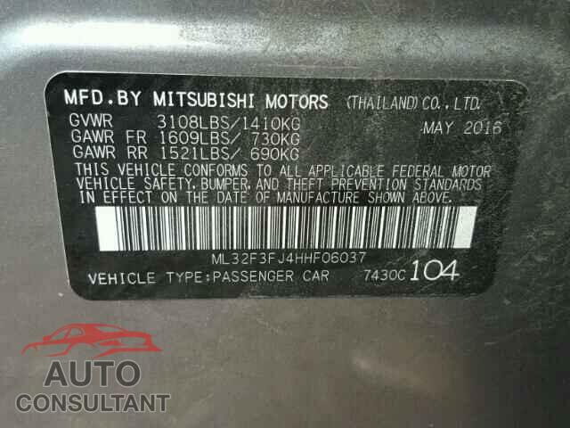MITSUBISHI MIRAGE 2017 - ML32F3FJ4HHF06037