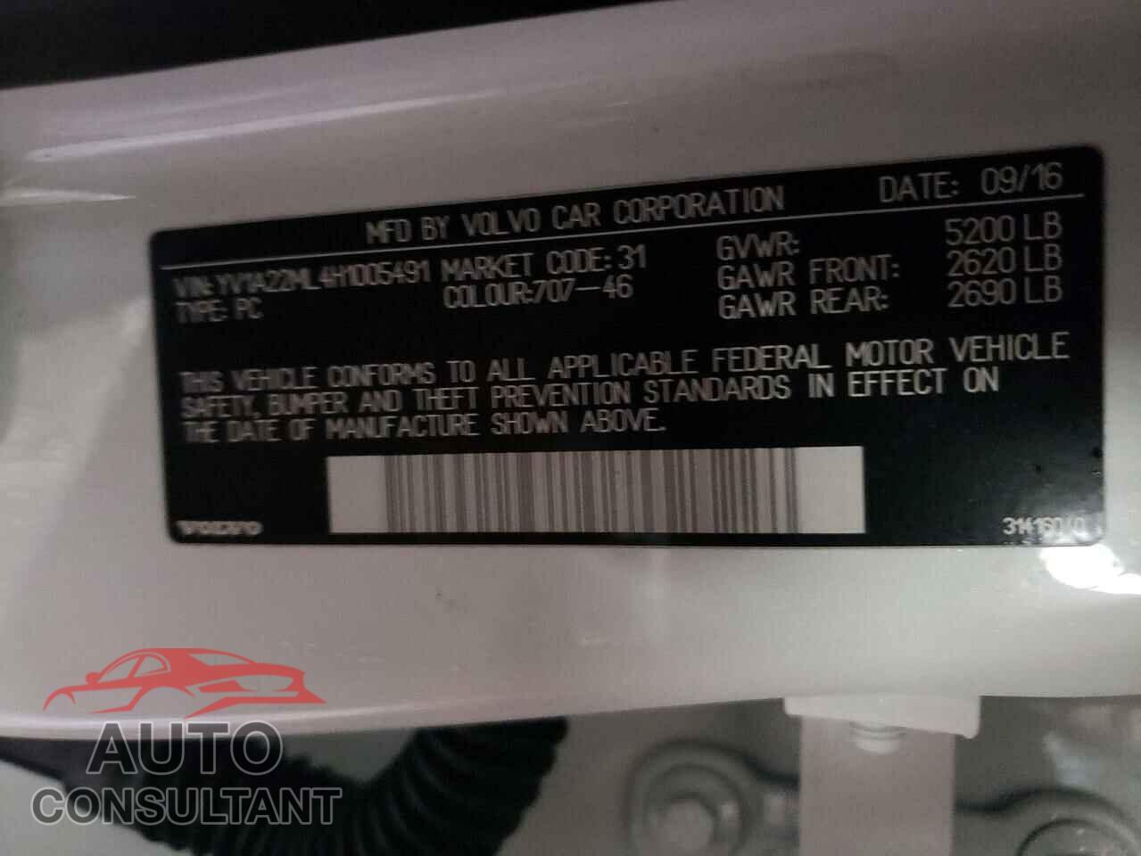 VOLVO S90 2017 - YV1A22ML4H1005491
