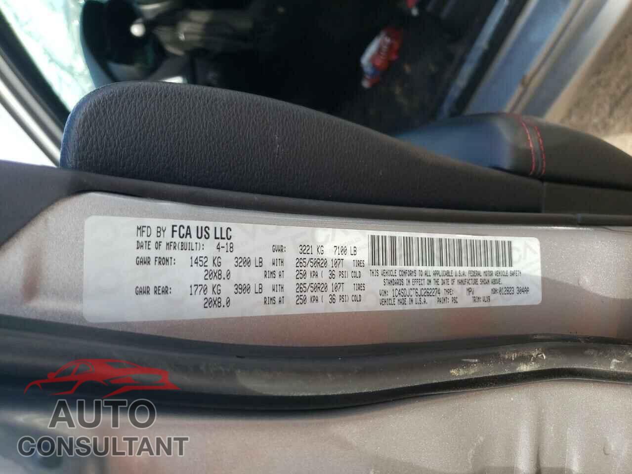 DODGE DURANGO 2018 - 1C4SDJCT6JC262274