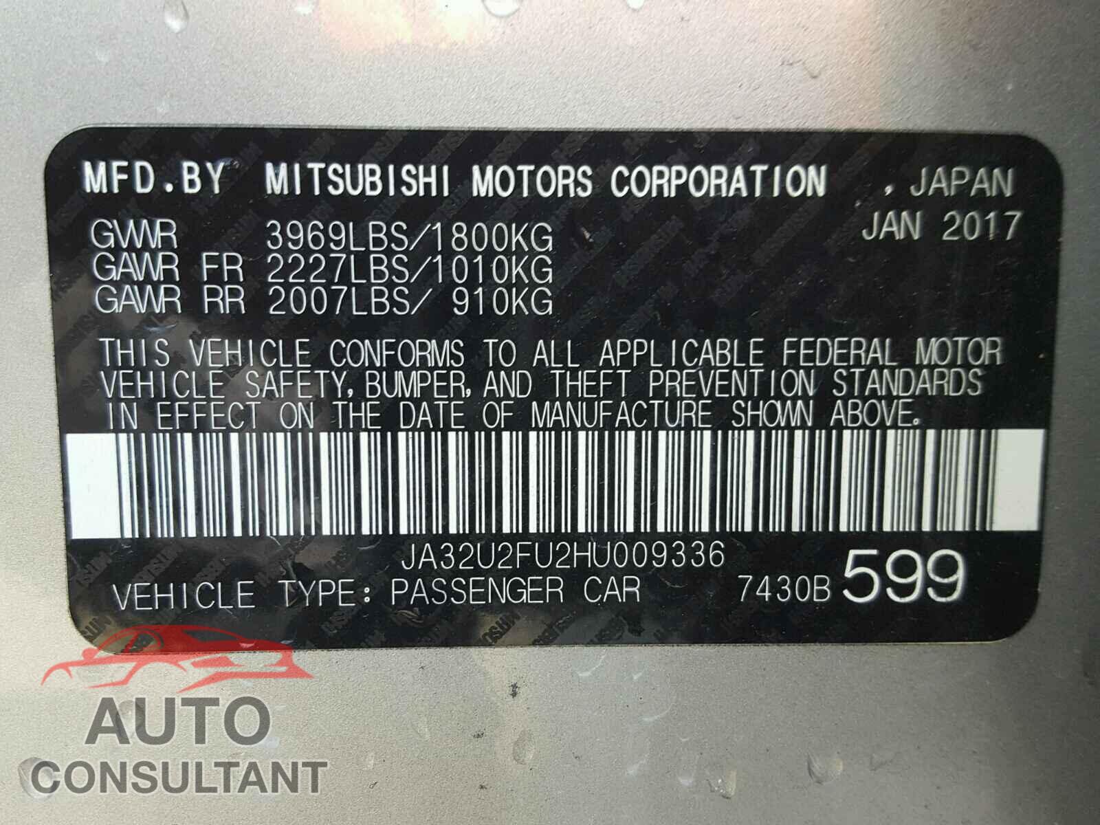 MITSUBISHI LANCER 2017 - JA32U2FU2HU009336