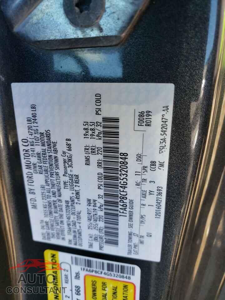 FORD MUSTANG 2016 - 1FA6P8CF4G5320848