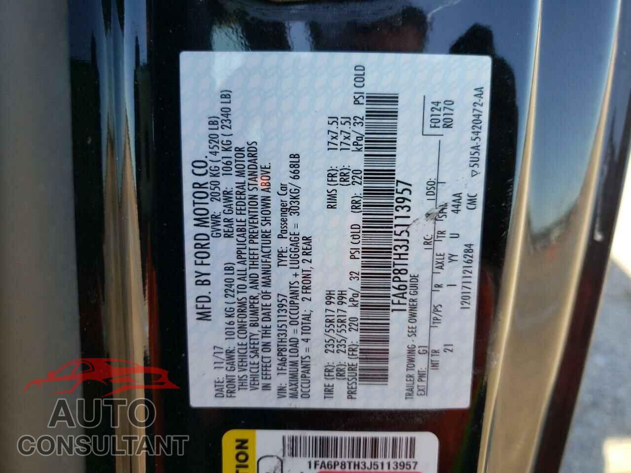 FORD MUSTANG 2018 - 1FA6P8TH3J5113957