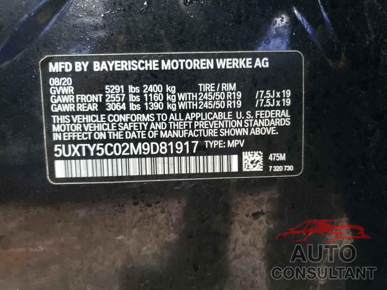 BMW X3 2021 - 5UXTY5C02M9D81917