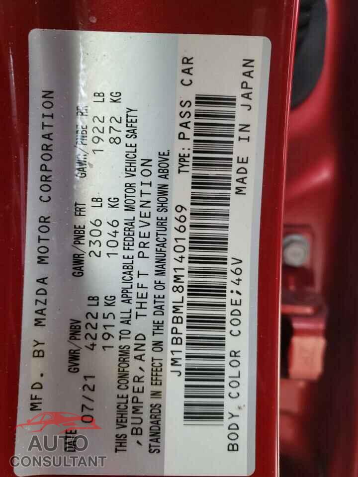 MAZDA 3 2021 - JM1BPBML8M1401669
