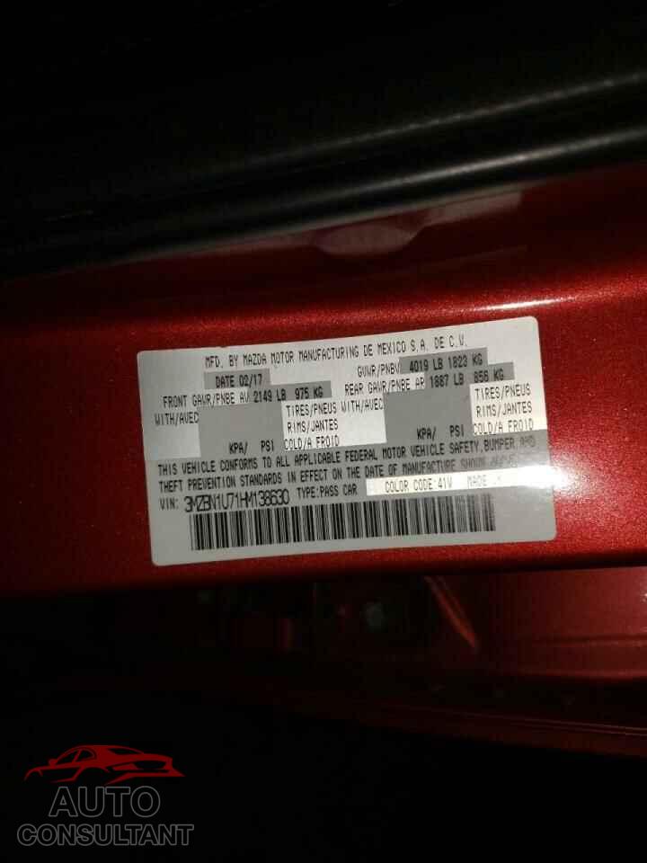 MAZDA 3 2017 - 3MZBN1U71HM138630