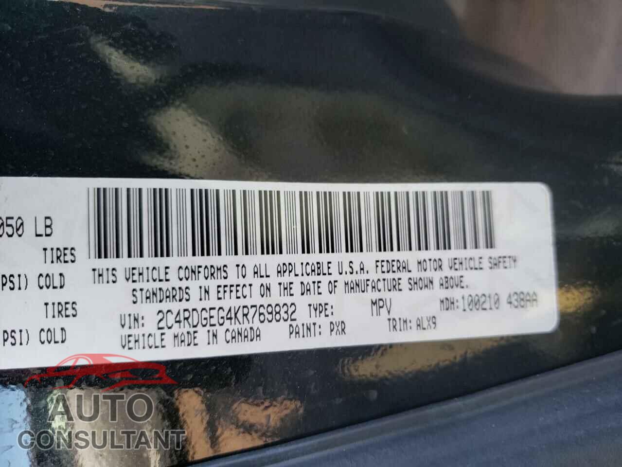 DODGE GRAND CARA 2019 - 2C4RDGEG4KR769832