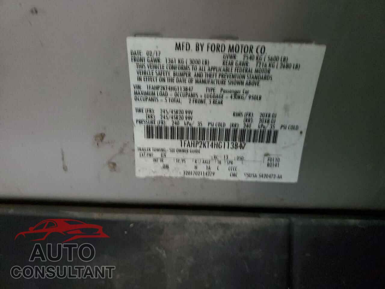 FORD TAURUS 2017 - 1FAHP2KT4HG113847