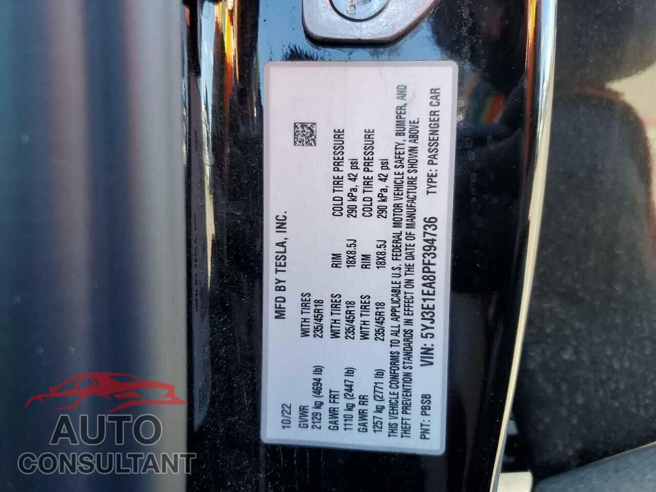 TESLA MODEL 3 2023 - 5YJ3E1EA8PF394736