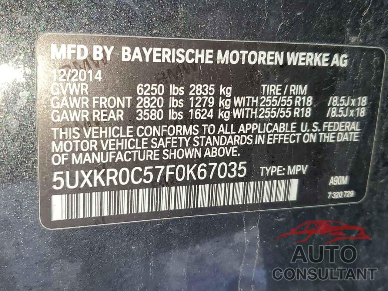 BMW X5 2015 - 5UXKR0C57F0K67035