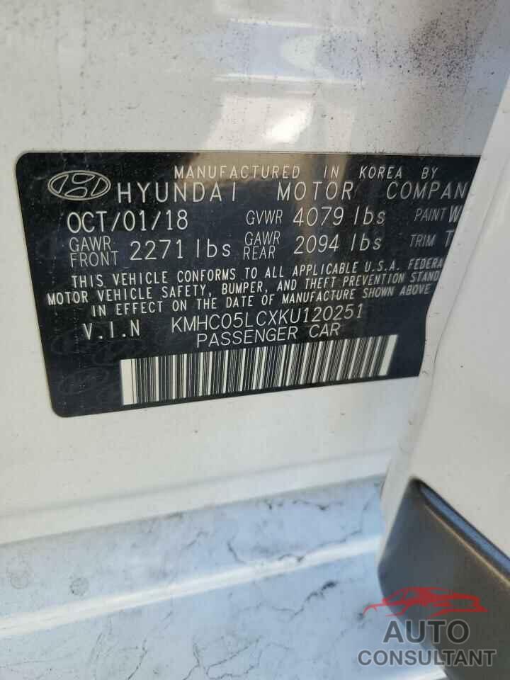 HYUNDAI IONIQ 2019 - KMHC05LCXKU120251