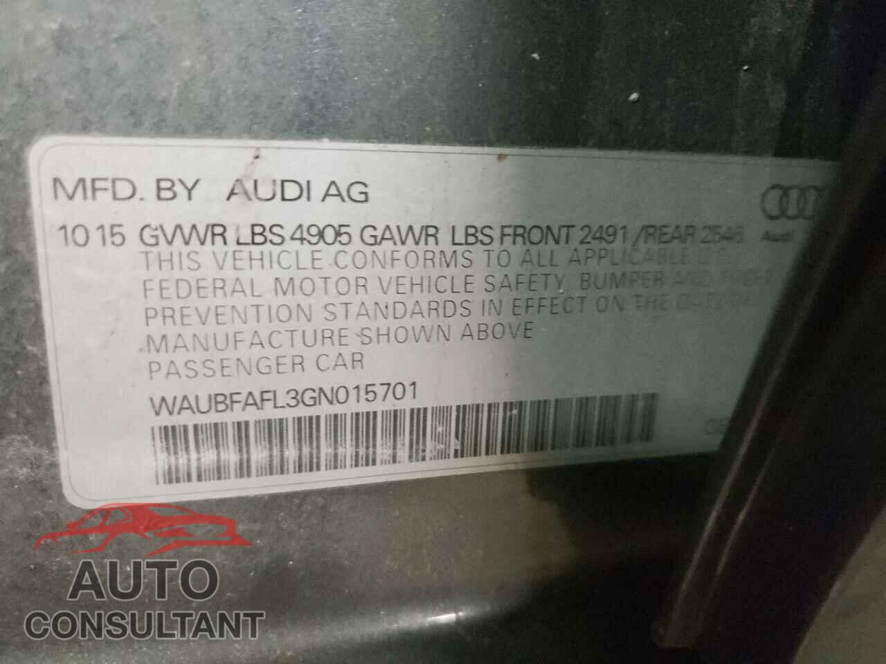 AUDI A4 2016 - WAUBFAFL3GN015701