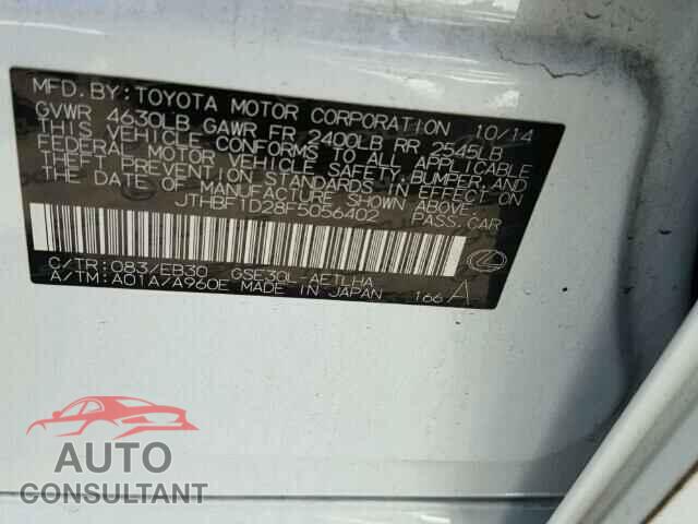LEXUS IS 2015 - JTHBF1D28F5056402
