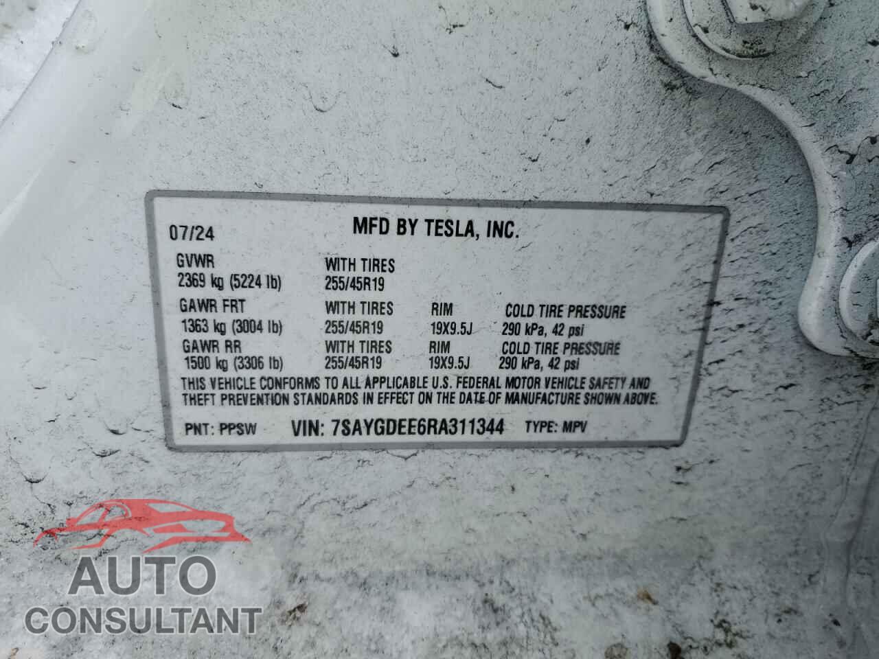TESLA MODEL Y 2024 - 7SAYGDEE6RA311344
