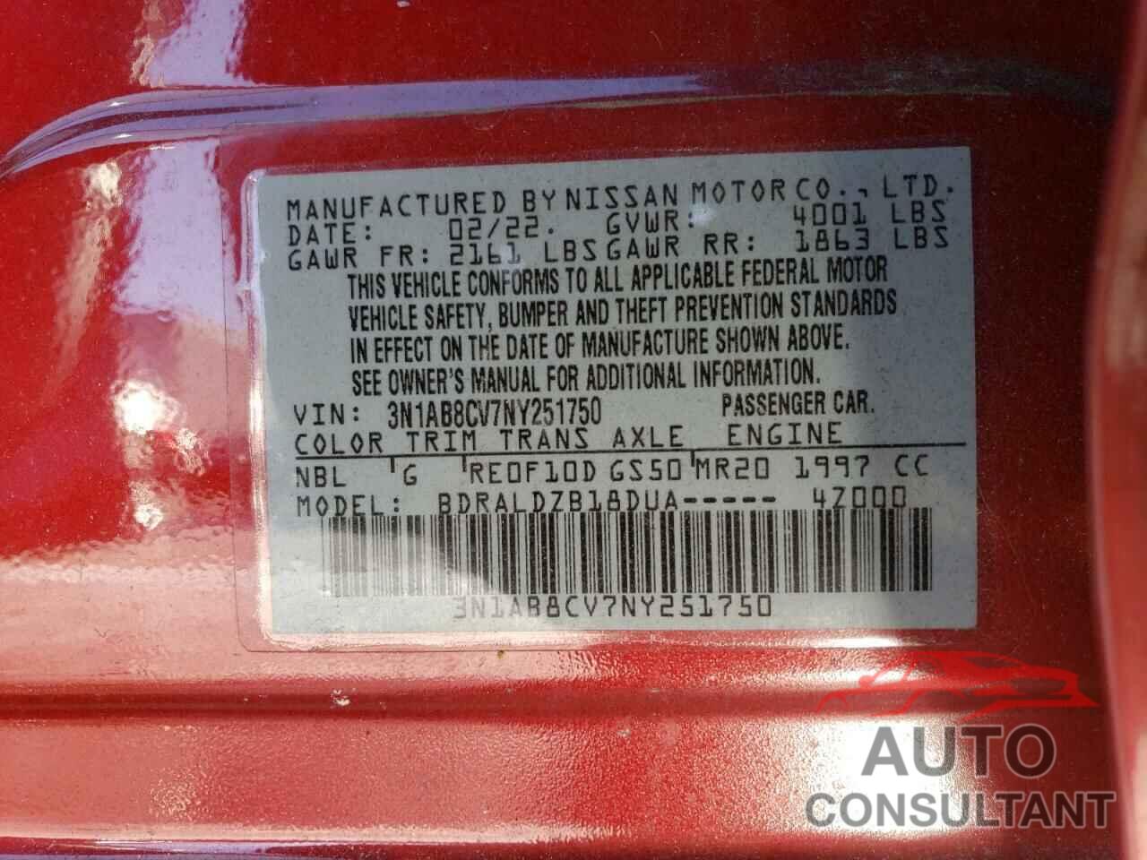 NISSAN SENTRA 2022 - 3N1AB8CV7NY251750