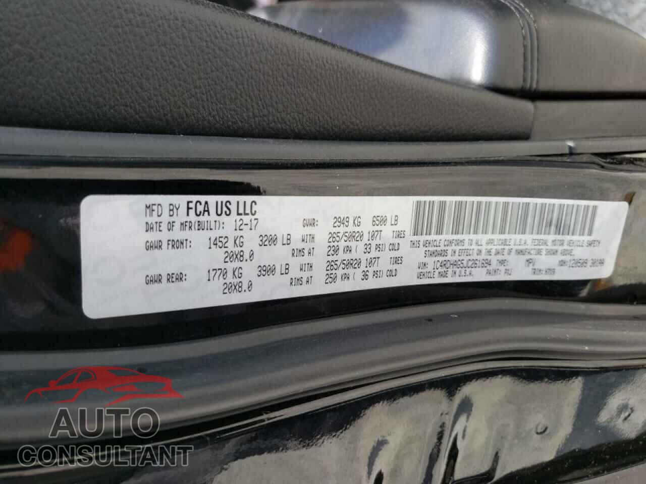 DODGE DURANGO 2018 - 1C4RDHAG5JC261694