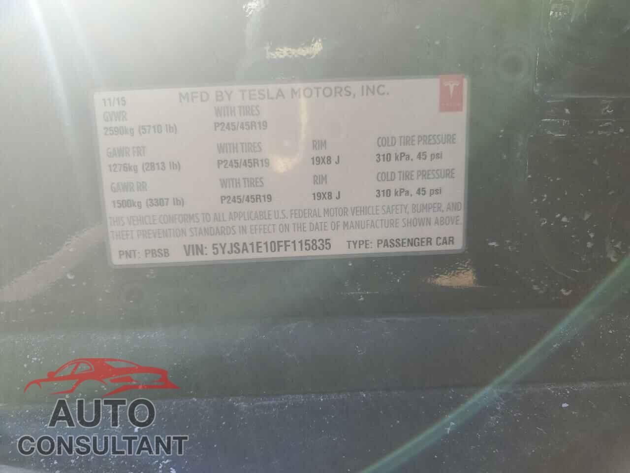 TESLA MODEL S 2015 - 5YJSA1E10FF115835