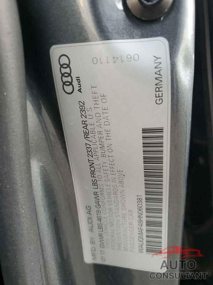 AUDI A4 2017 - WAUGMAF48HN060381