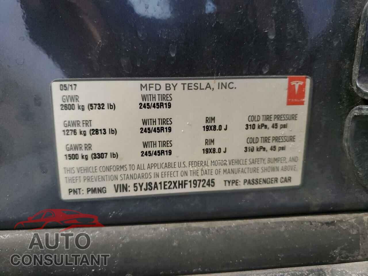 TESLA MODEL S 2017 - 5YJSA1E2XHF197245