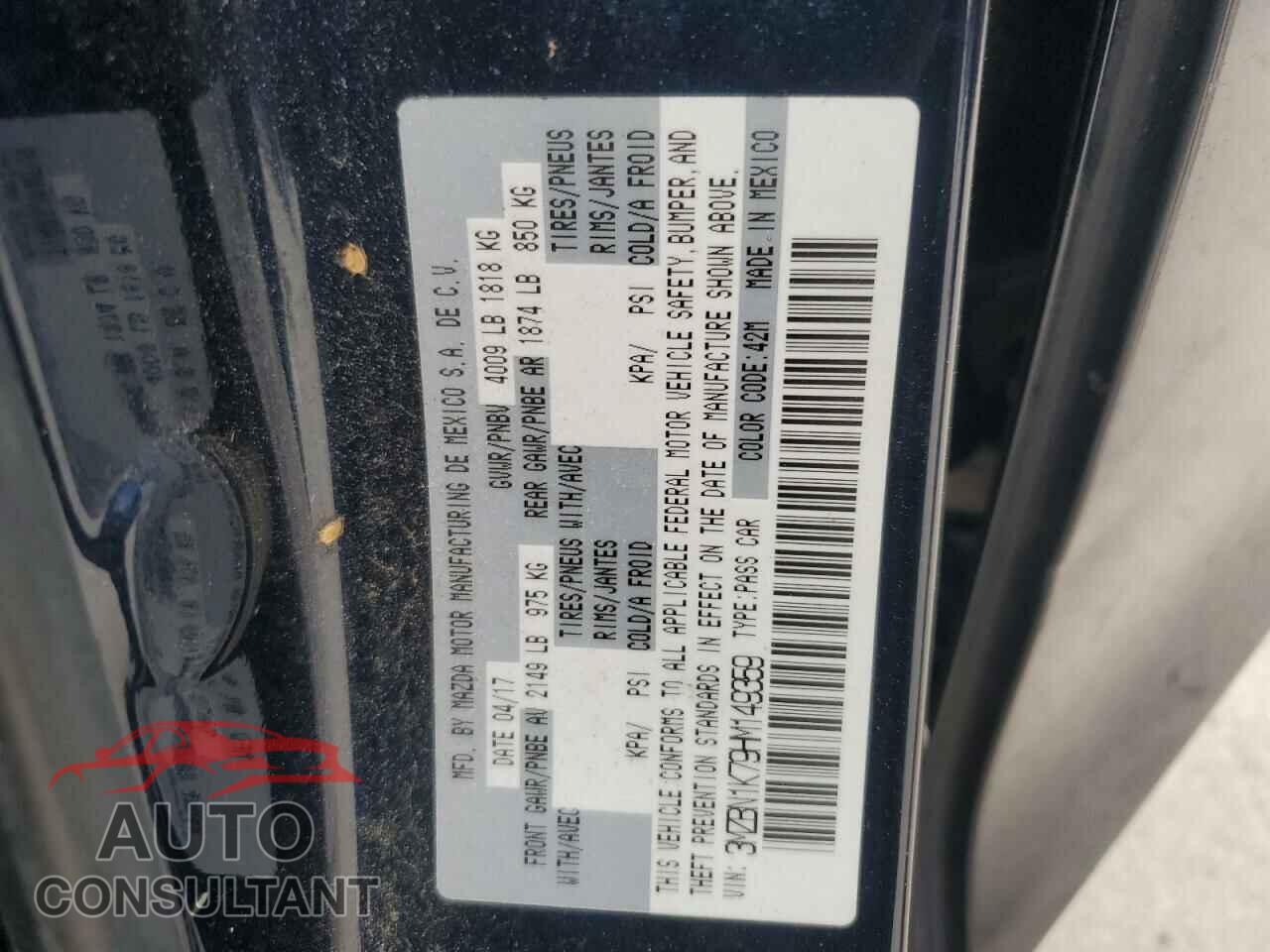 MAZDA 3 2017 - 3MZBN1K79HM149359