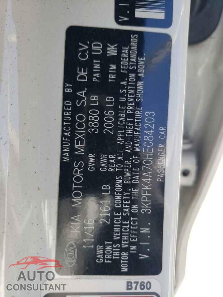KIA FORTE 2017 - 3KPFK4A70HE084203