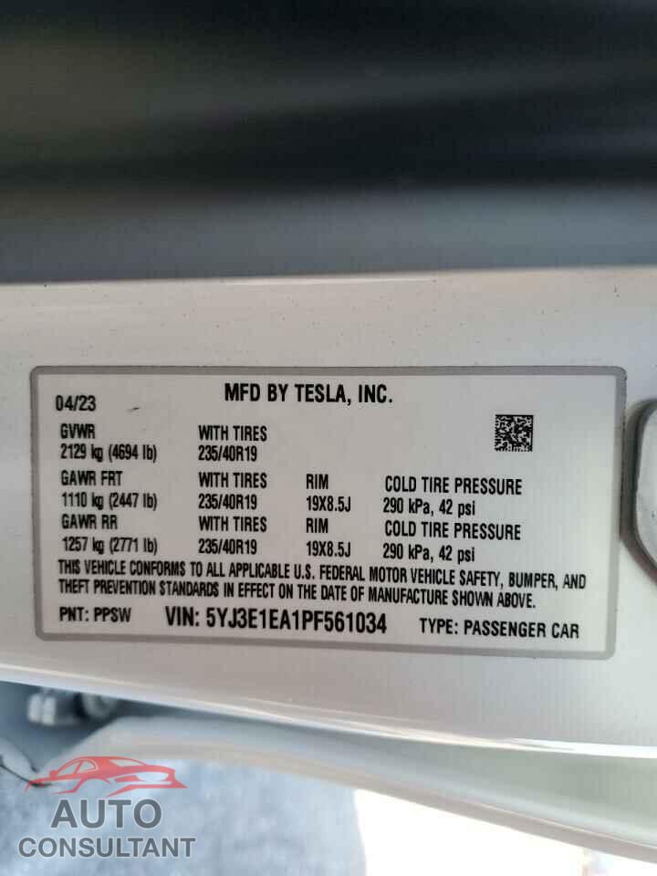 TESLA MODEL 3 2023 - 5YJ3E1EA1PF561034