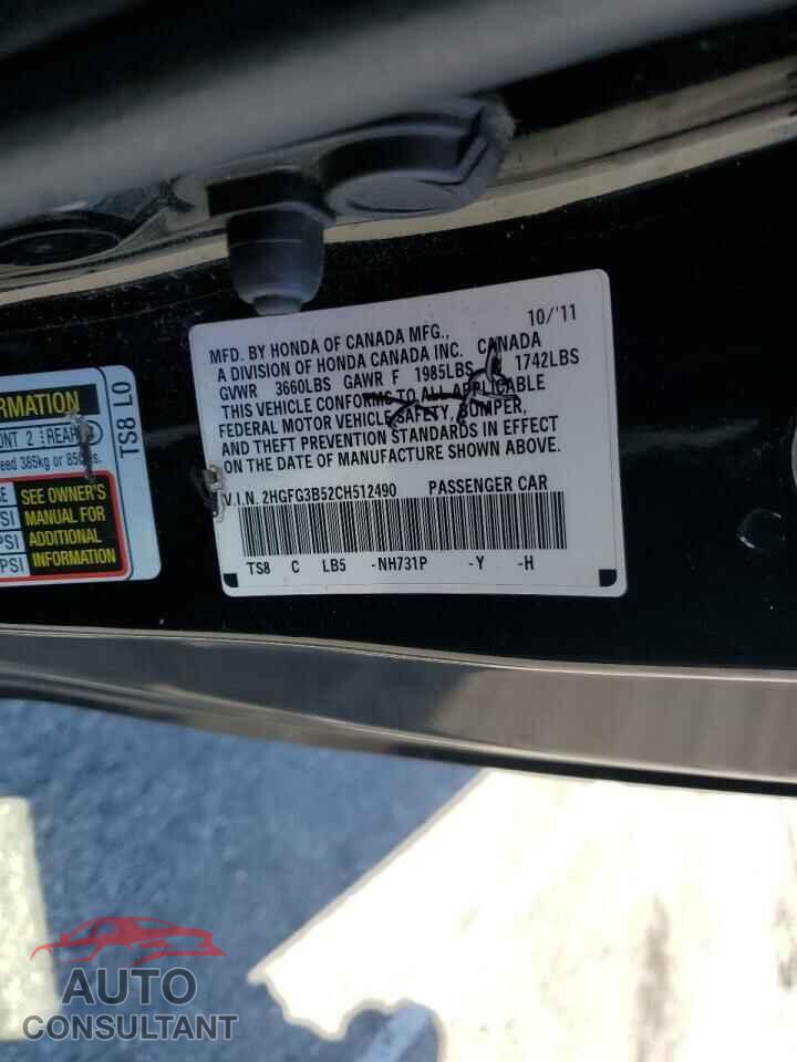 HONDA CIVIC 2012 - 2HGFG3B52CH512490