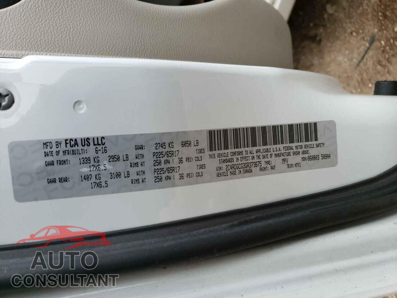 DODGE CARAVAN 2016 - 2C4RDGCG3GR373675