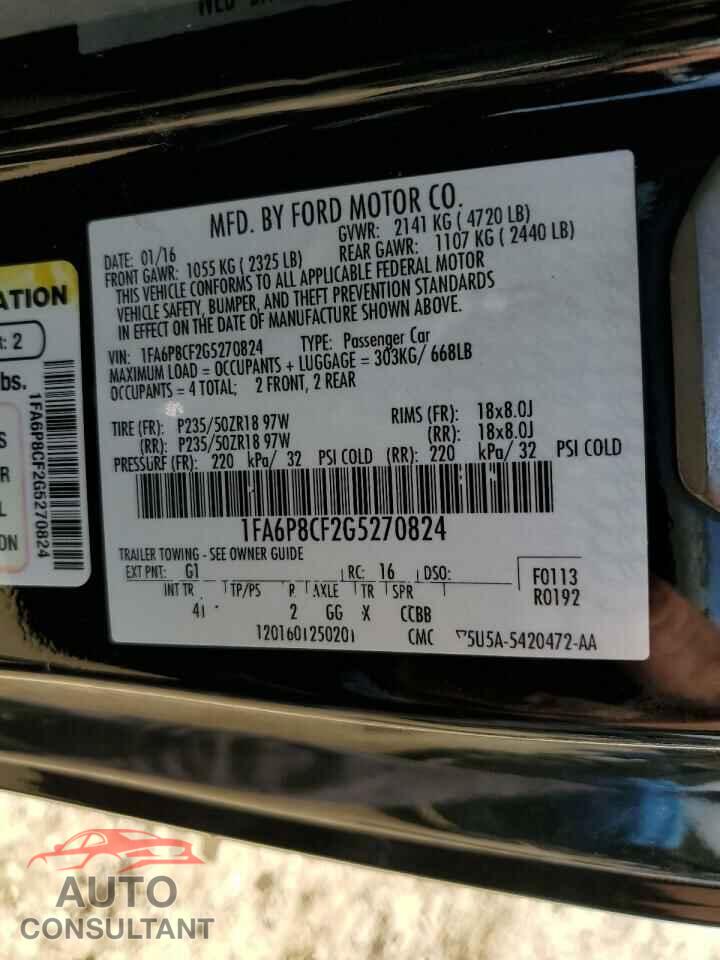 FORD MUSTANG 2016 - 1FA6P8CF2G5270824