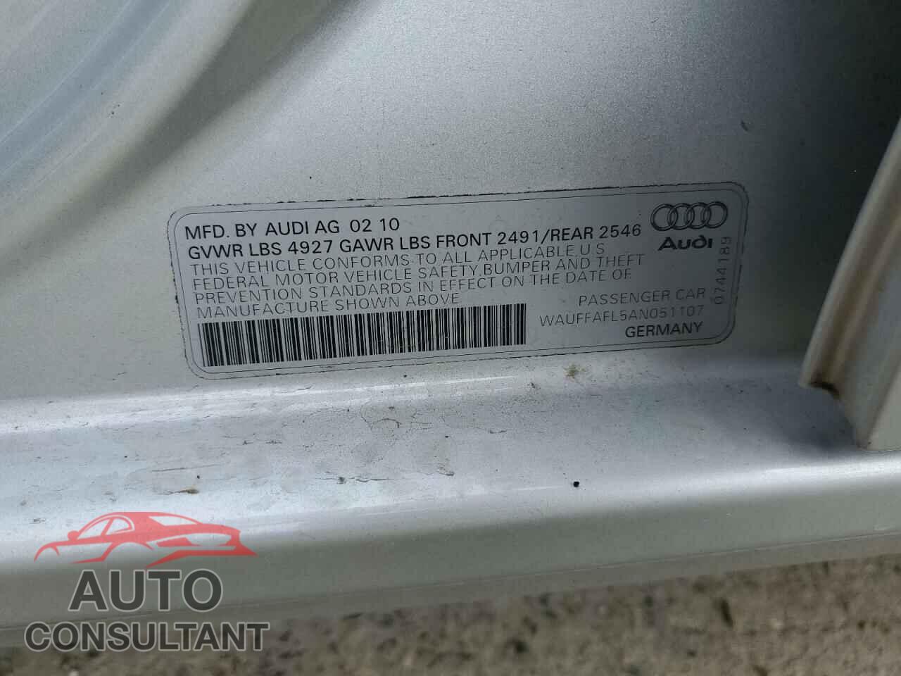 AUDI A4 2010 - WAUFFAFL5AN051107