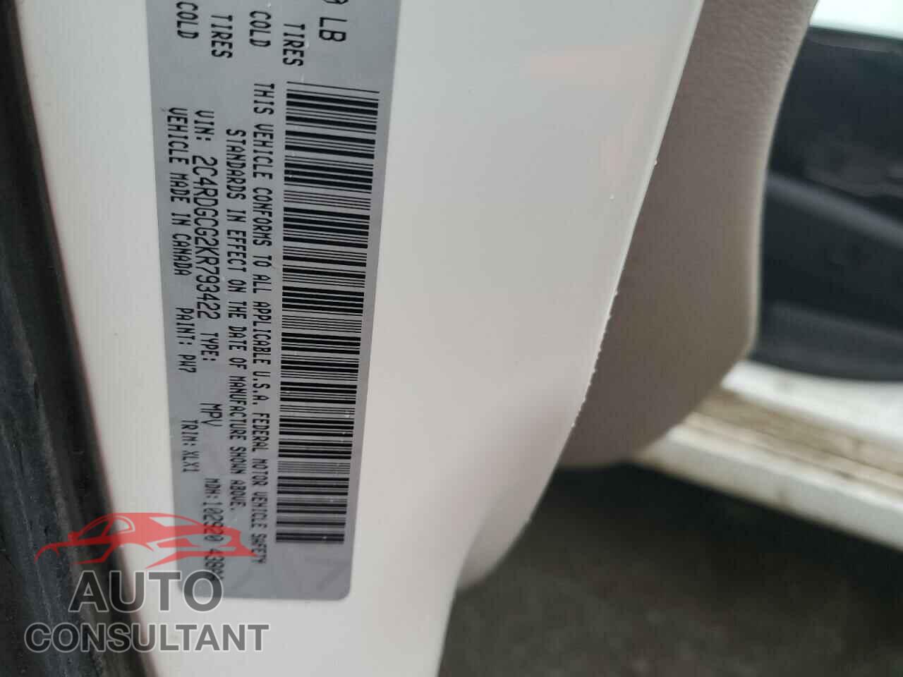 DODGE CARAVAN 2019 - 2C4RDGCG2KR793422