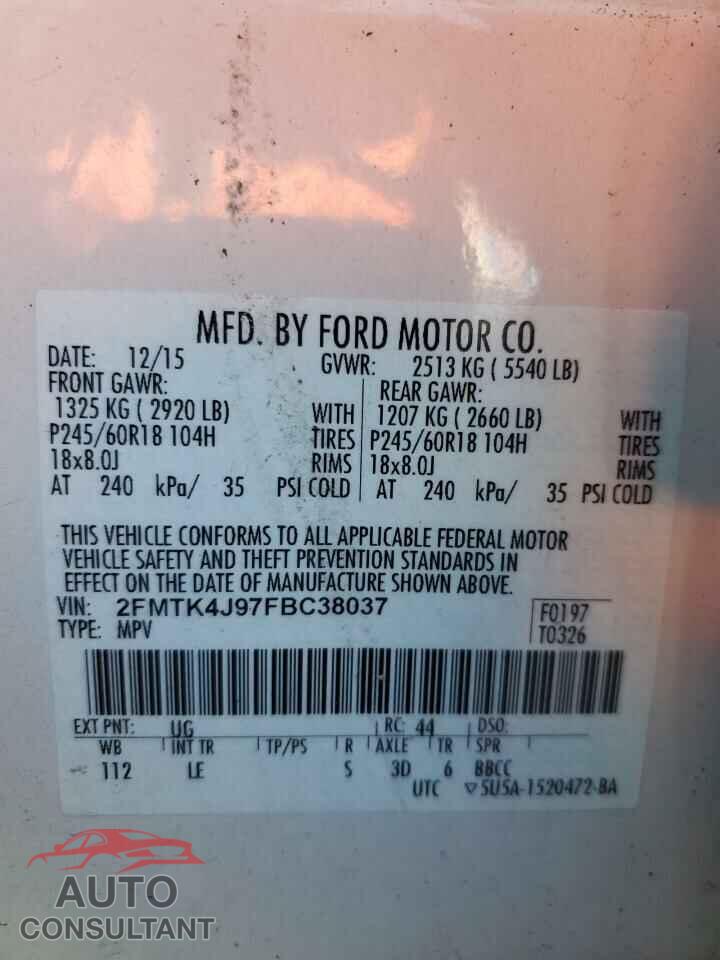 FORD EDGE 2015 - 2FMTK4J97FBC38037